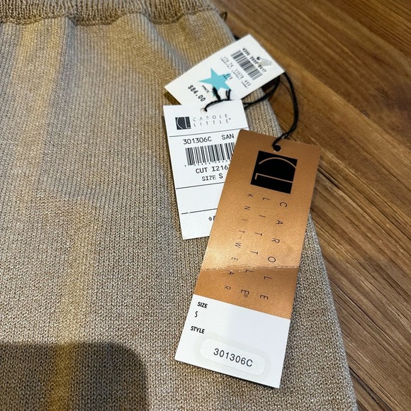Vintage American Carole Little Deadstock NWT Women’s Tan Knit Maxi Skirt - Picture 3 of 6